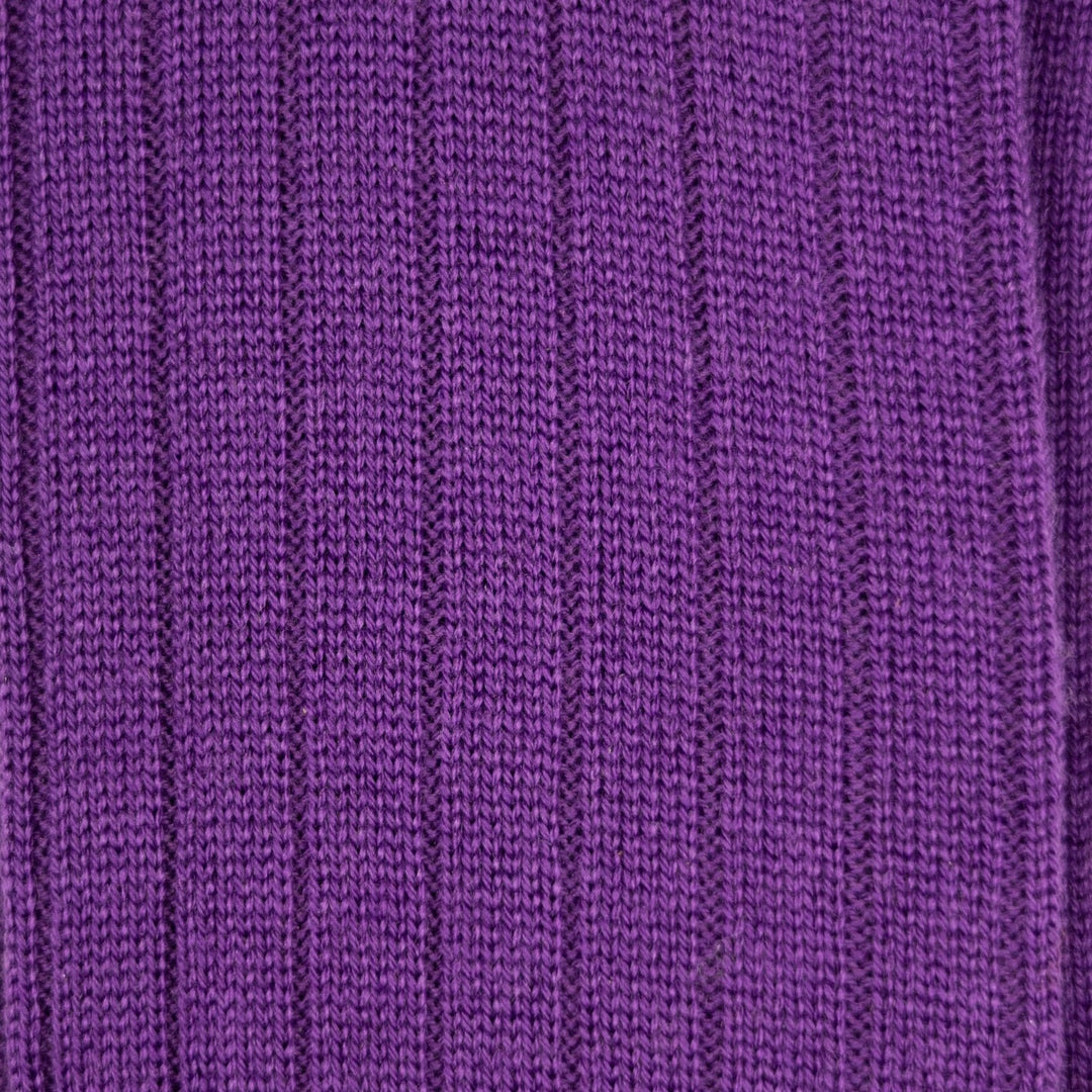 Purple Ribbed Ankle Length Wool Socks