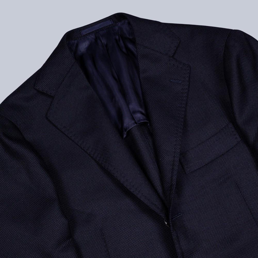Navy Hopsack Ballon Wool Blazer