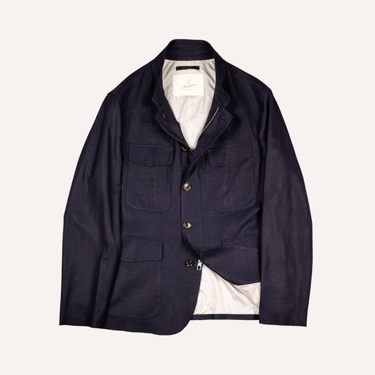Navy Blue Nehru Field Jacket