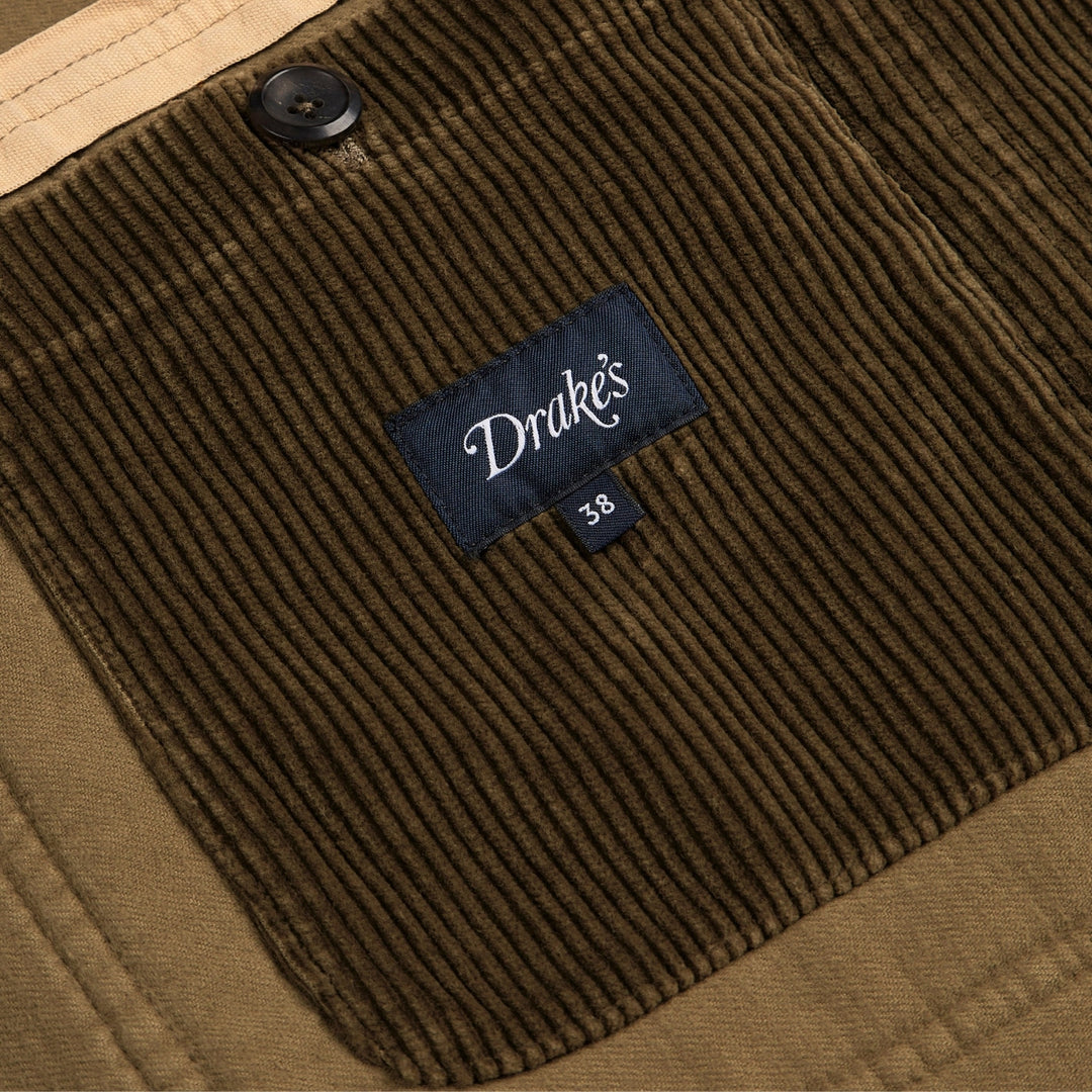 Olive Green Corduroy Single Breasted Games Blazer