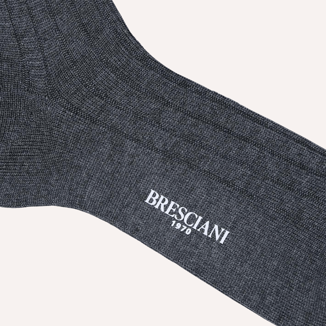 Grey Ribbed Ankle Length Wool Socks