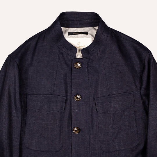 Navy Blue Nehru Field Jacket