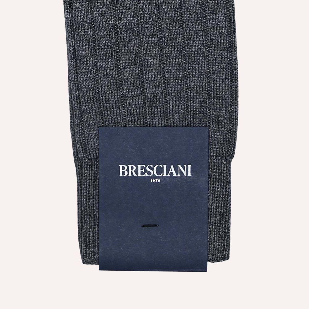 Grey Ribbed Ankle Length Wool Socks