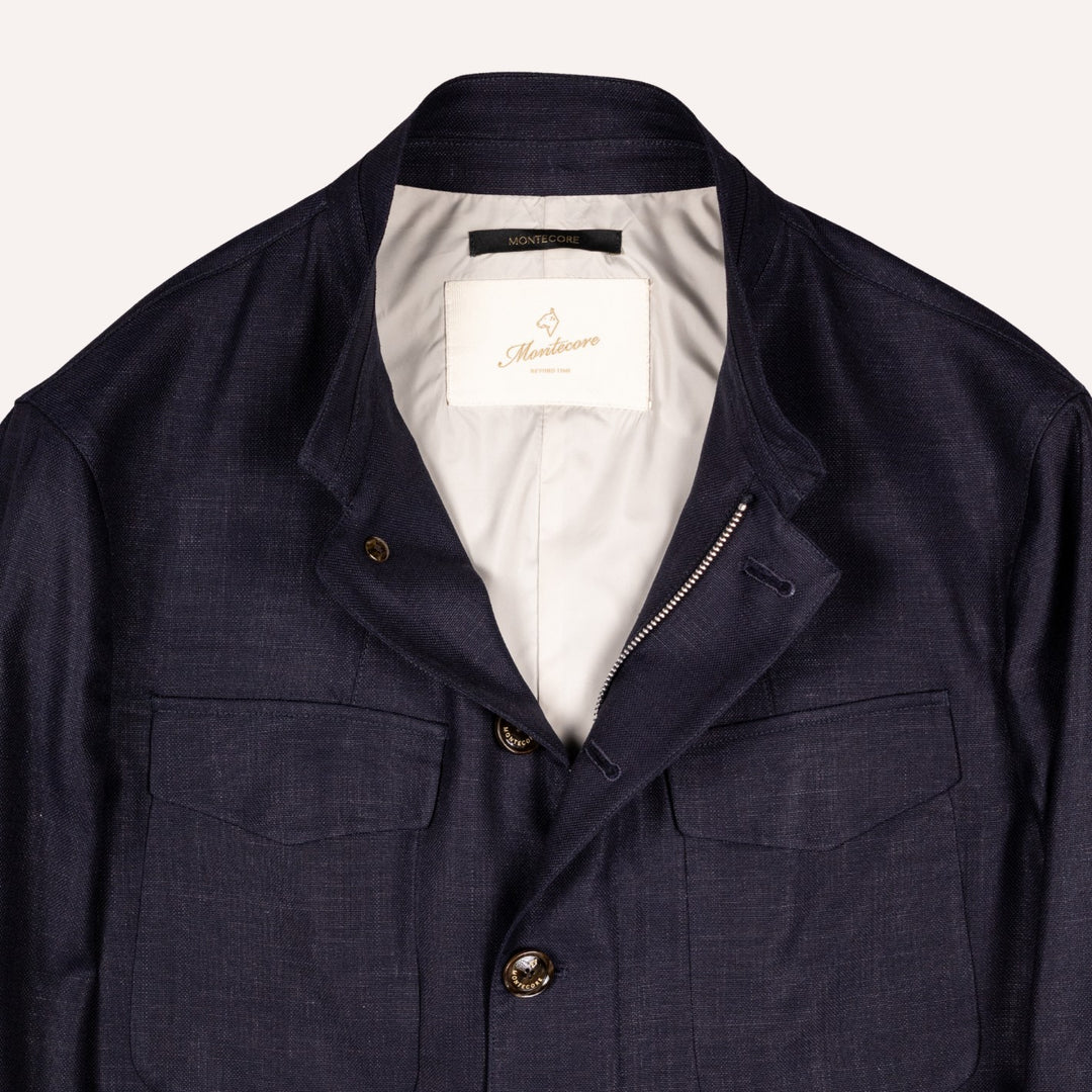 Navy Blue Nehru Field Jacket