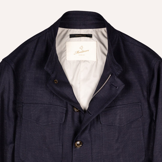 Navy Blue Nehru Field Jacket