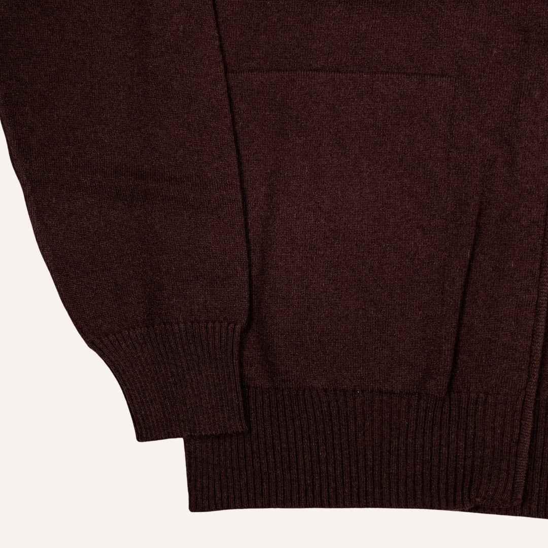 Chocolate Brown Cashmere Full Zip Sweater