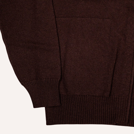 Chocolate Brown Cashmere Full Zip Sweater