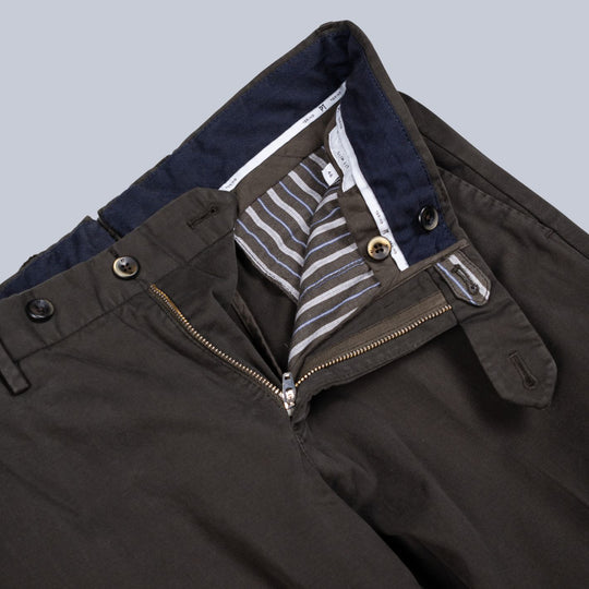Washed Dark Green Cotton Chino