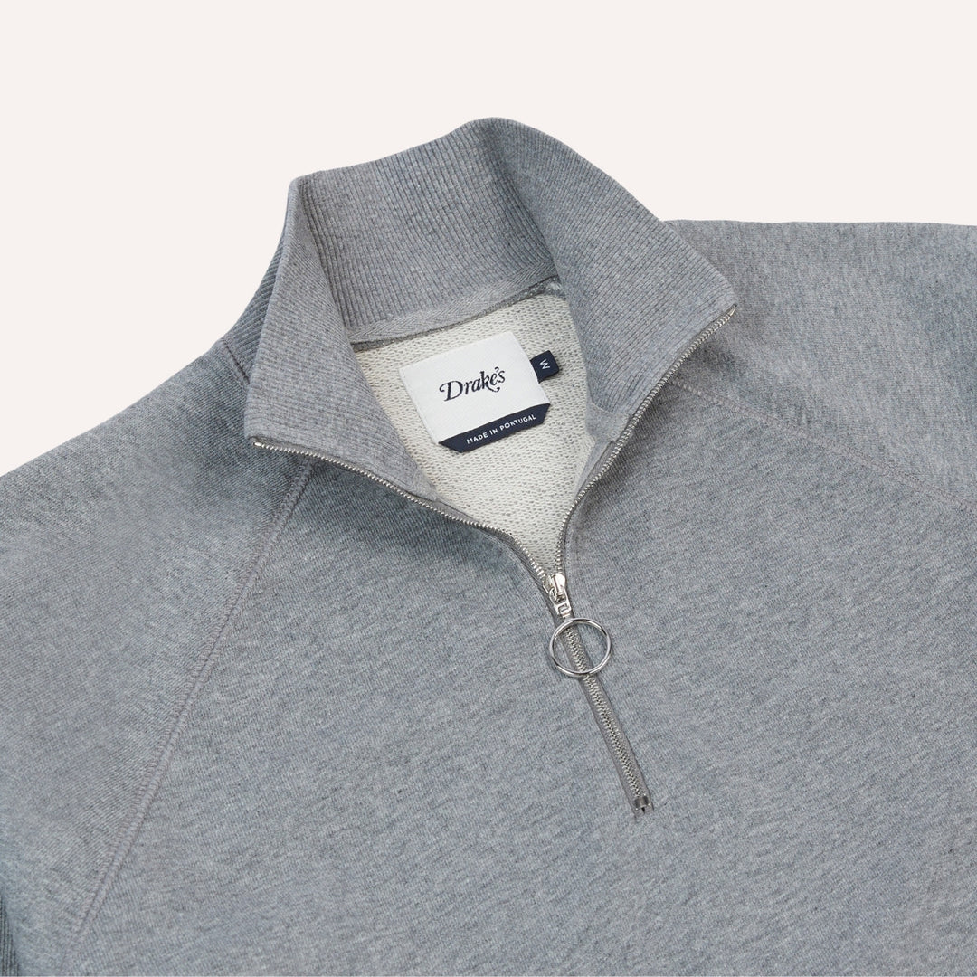 Grey Cotton Quarter Zip Sweatshirt