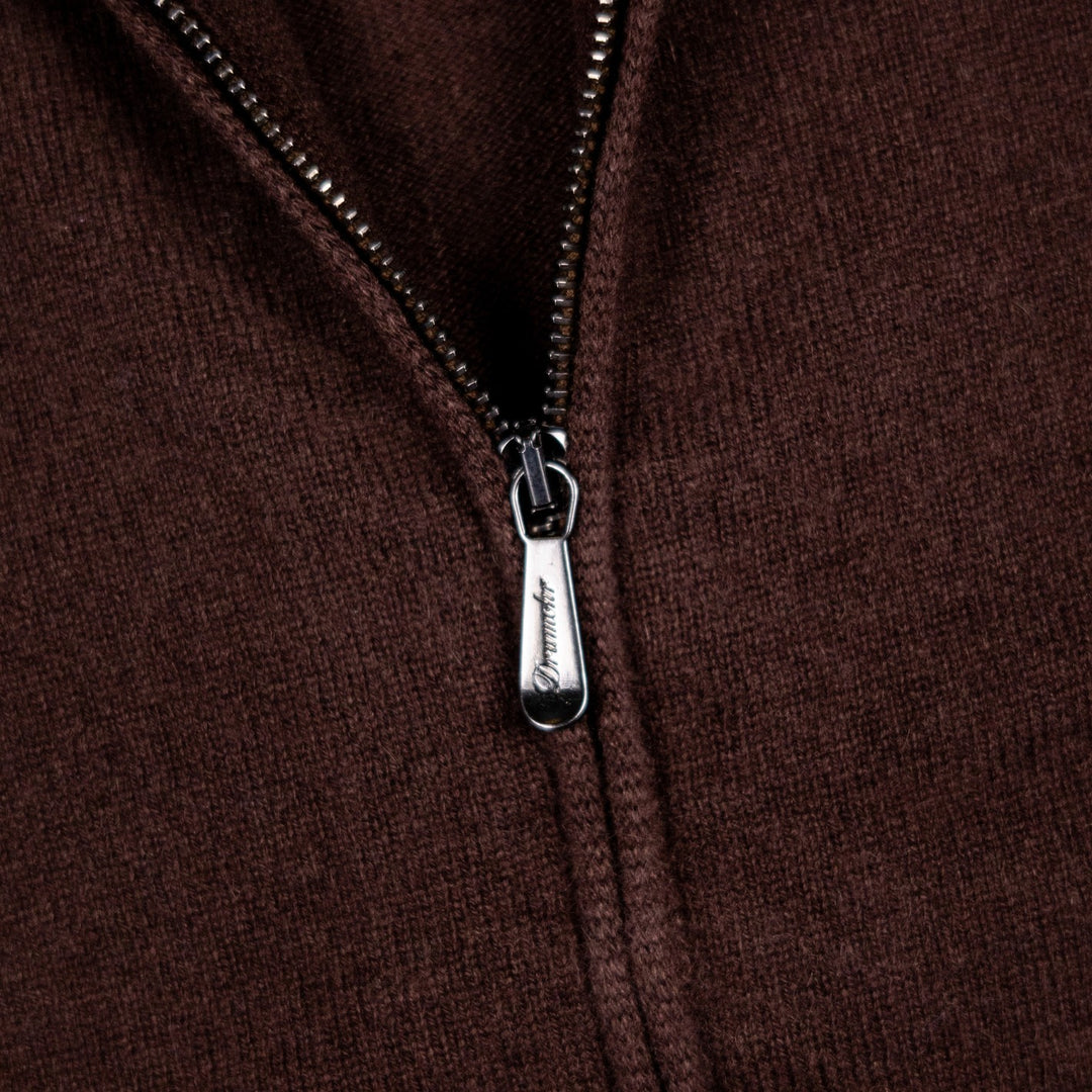 Chocolate Brown Cashmere Full Zip Sweater