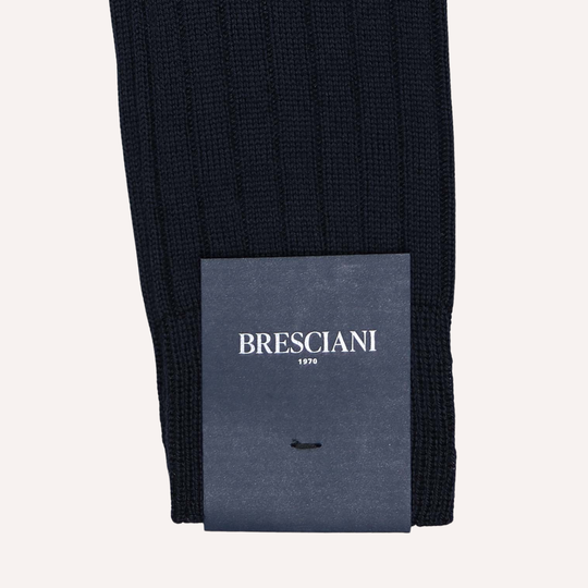 Navy Ribbed Ankle Length Wool Socks