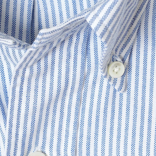 Blue Striped Washed Oxford Button Down Shirt - New Version