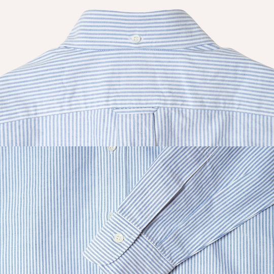 Blue Striped Washed Oxford Button Down Shirt - New Version