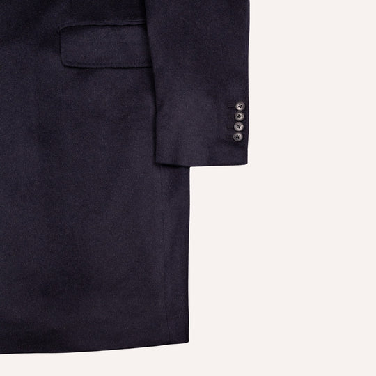 Navy Camel Hair Single Breasted Coat