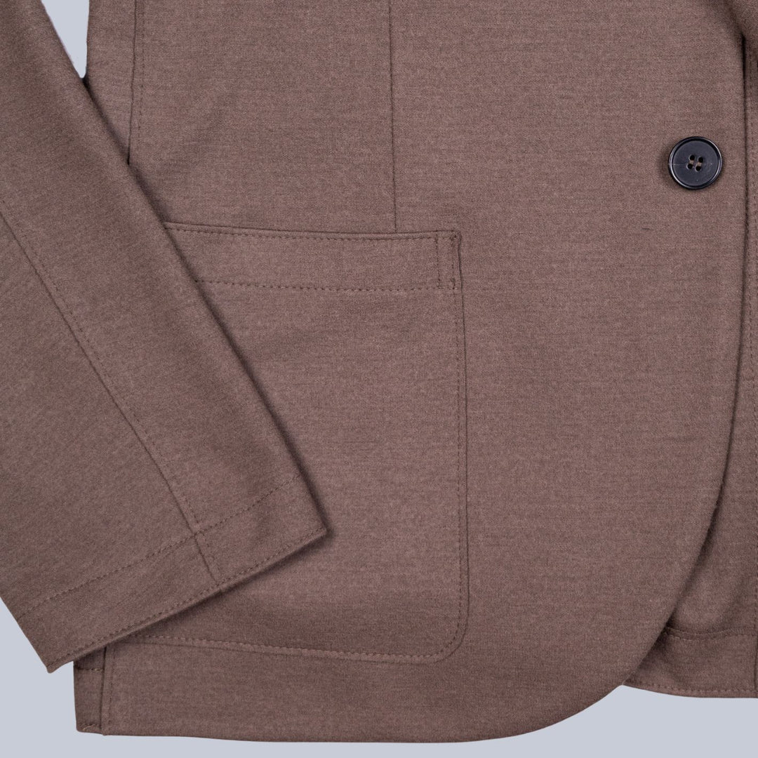 Taupe Superfine Merino Wool Nehru Jacket