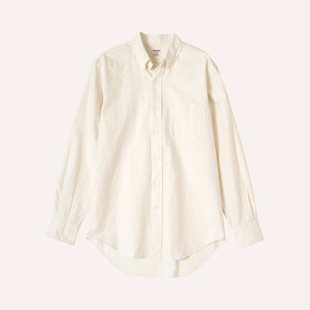 Ecru Washed Oxford Button Down Shirt - New Version