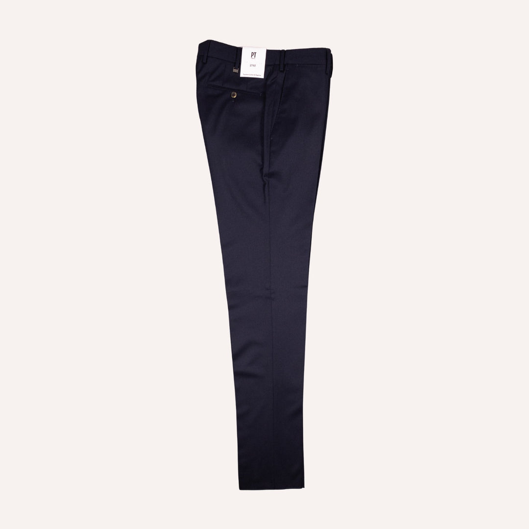 Navy Virgin Wool Slim Trousers
