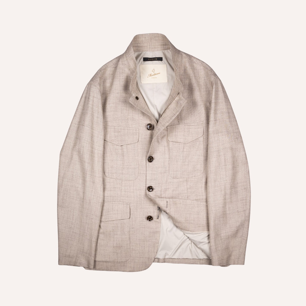 Oatmeal Beige Nehru Field Jacket