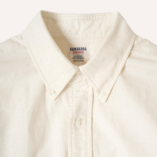 Ecru Washed Oxford Button Down Shirt - New Version