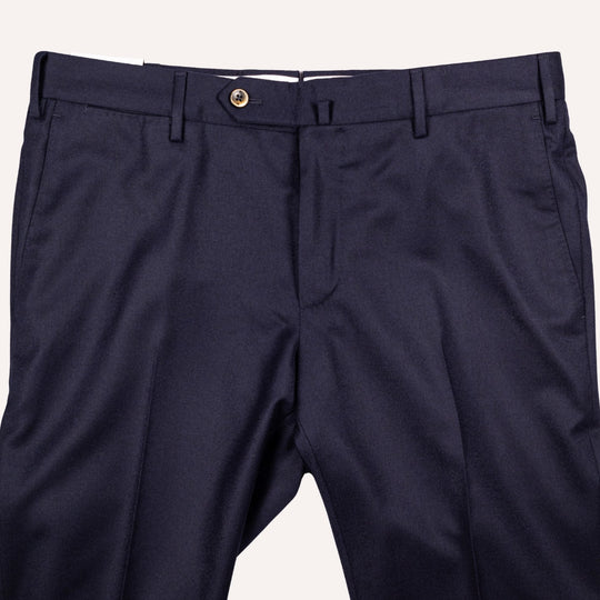 Navy Virgin Wool Slim Trousers