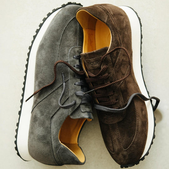 Dark Brown Stride Suede Sneakers