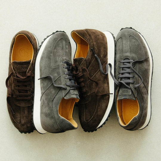 Dark Brown Stride Suede Sneakers