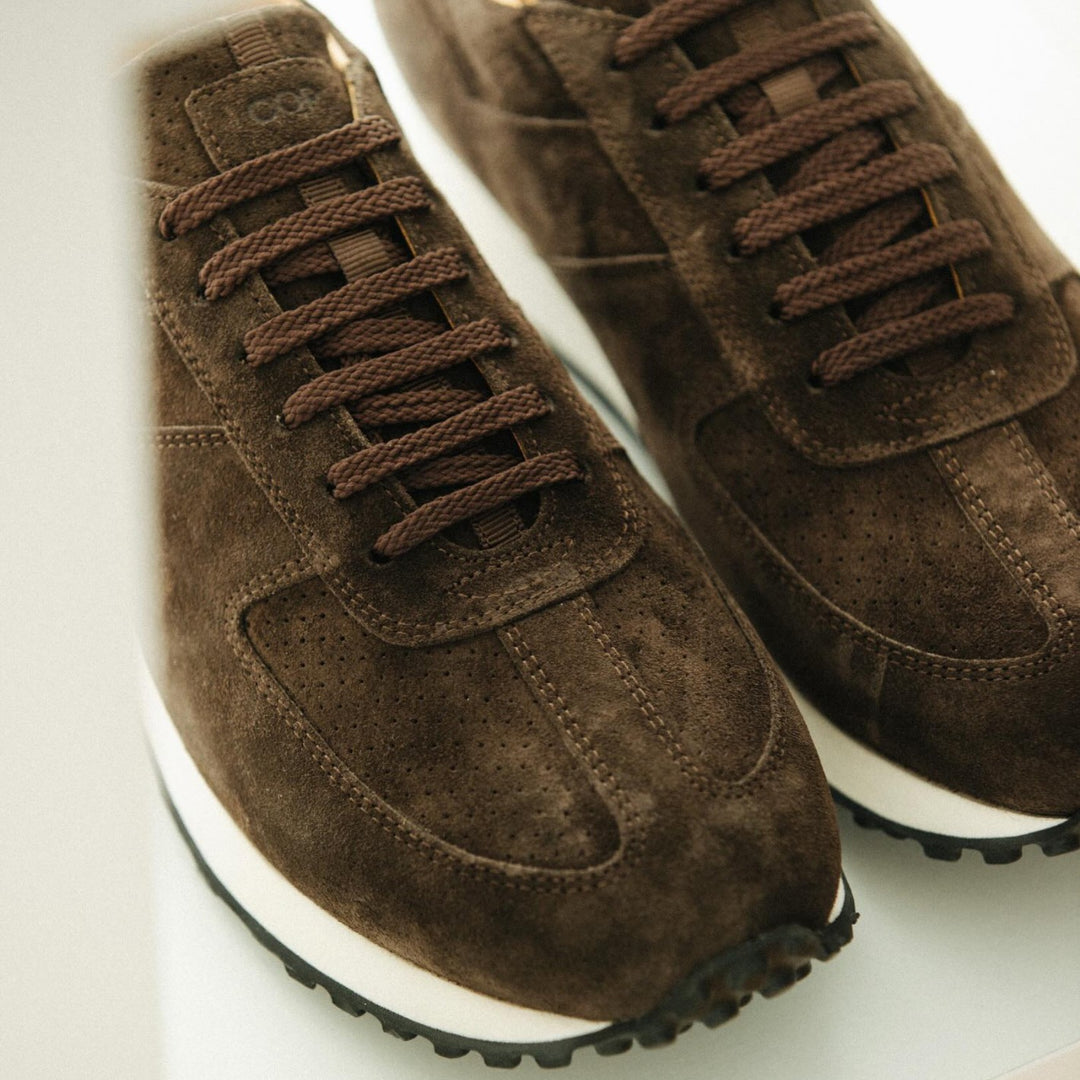 Dark Brown Stride Suede Sneakers