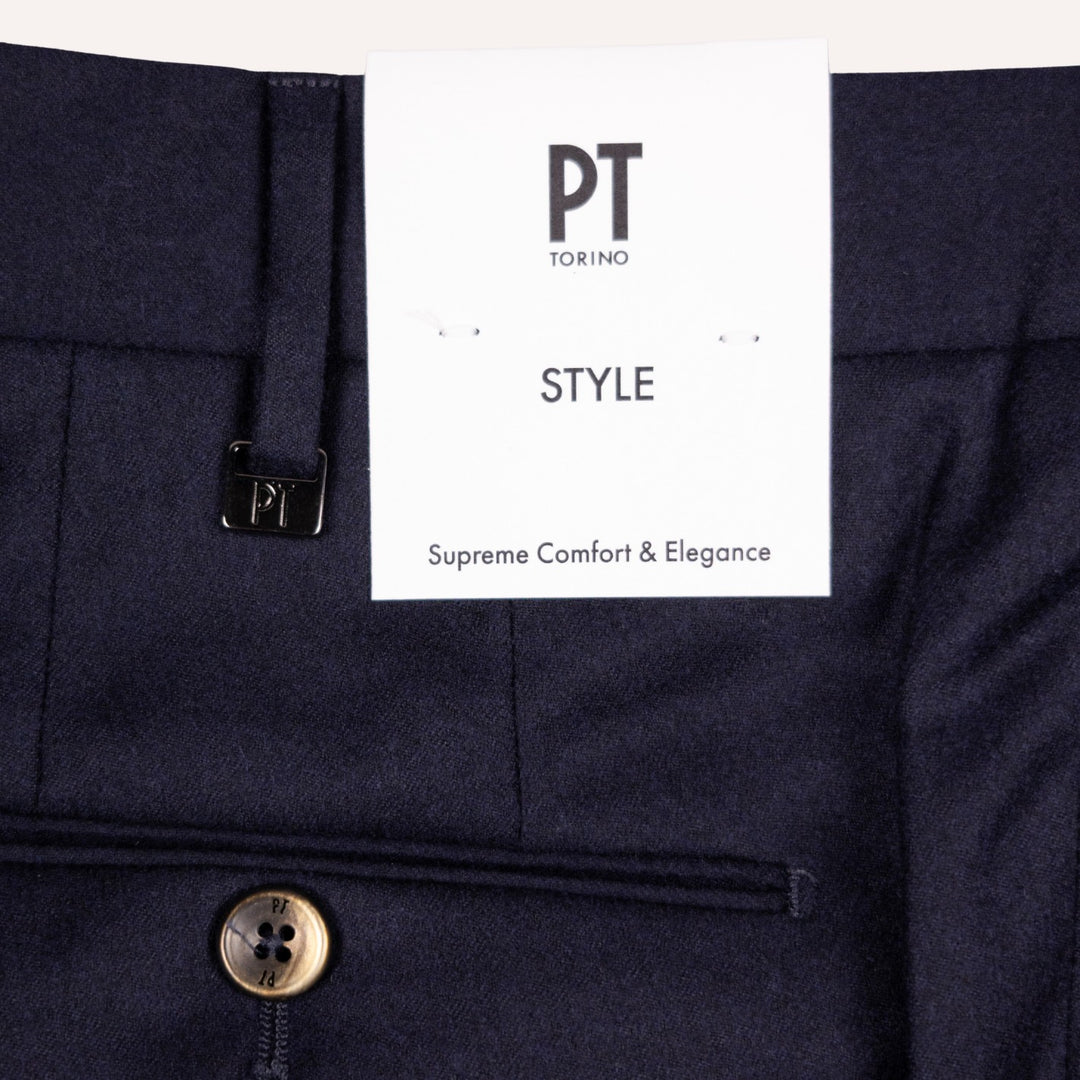 Navy Virgin Wool Slim Trousers