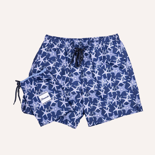 Navy Starfish Printed Swim Shorts