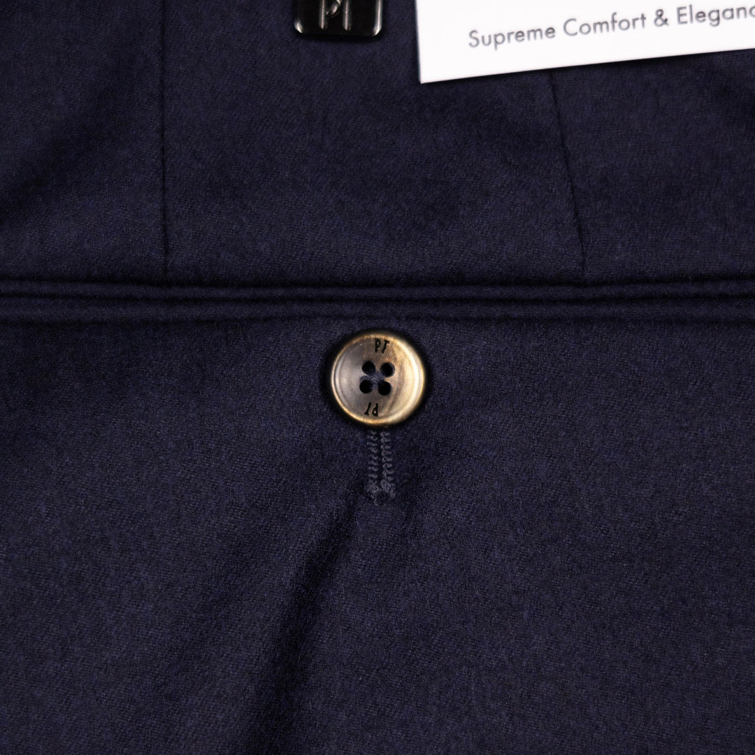 Navy Virgin Wool Slim Trousers