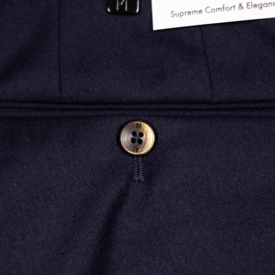 Navy Virgin Wool Slim Trousers