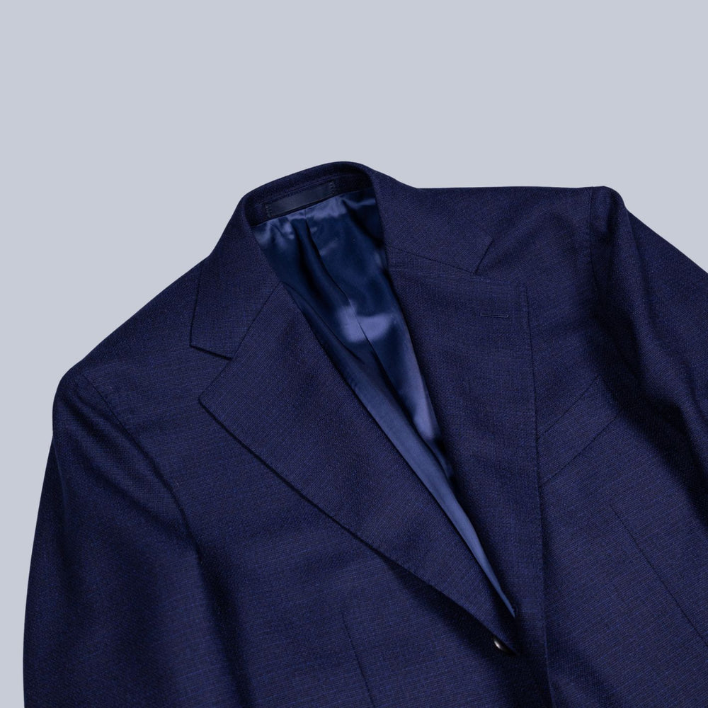 Navy Hopsack Wool Aida Blazer
