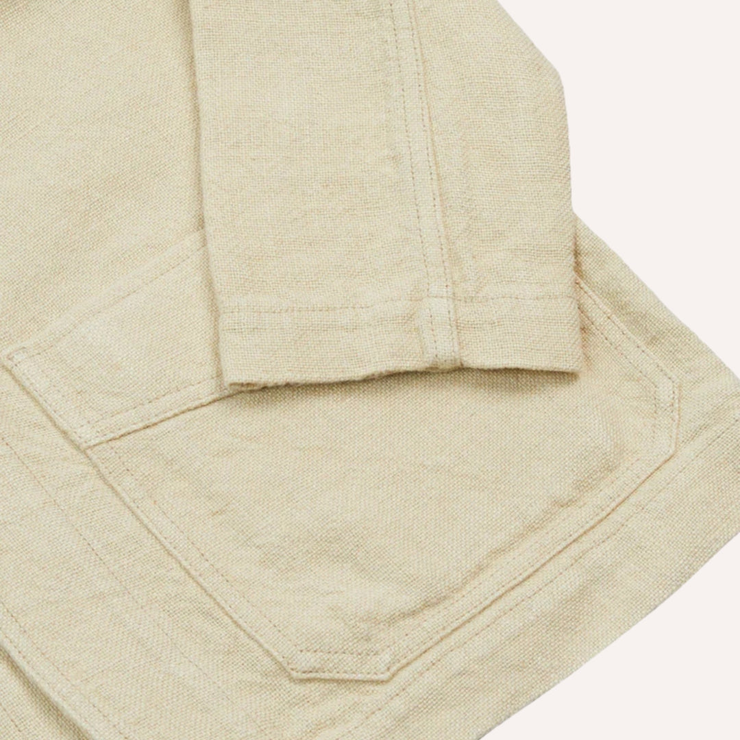 Ecru Linen Five-Pocket Chore Jacket