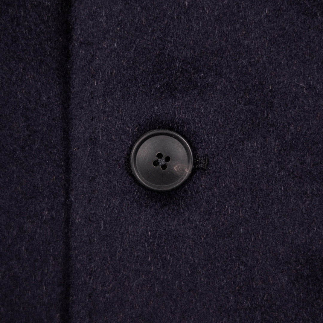 Navy Camel Hair Single Breasted Coat