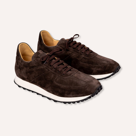 Dark Brown Stride Suede Sneakers