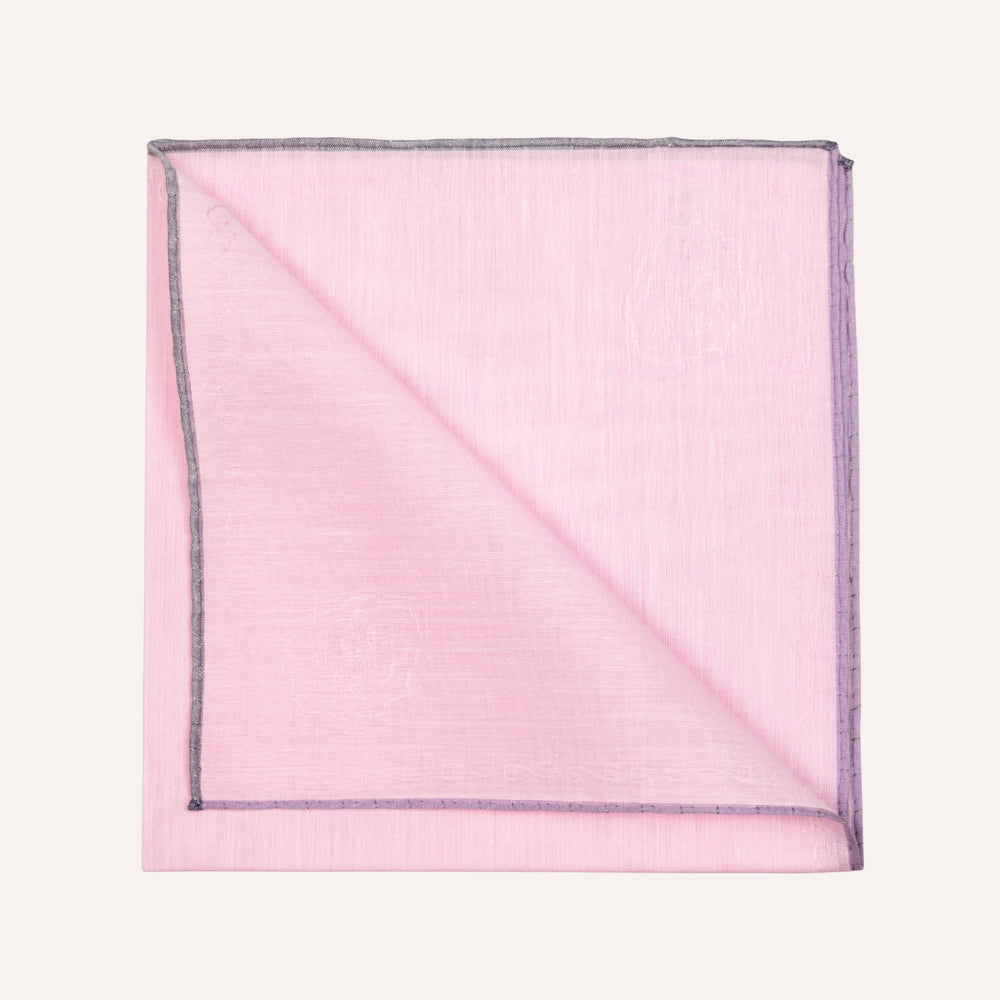 Jacquard Dame Pink & Grey Edge Cotton Pocket Square