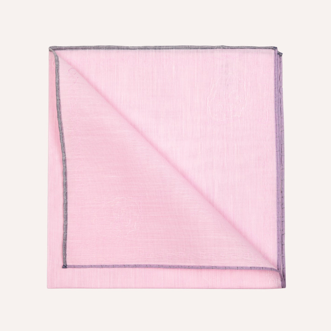 Jacquard Dame Pink & Grey Edge Cotton Pocket Square