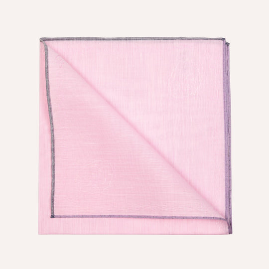 Jacquard Dame Pink & Grey Edge Cotton Pocket Square