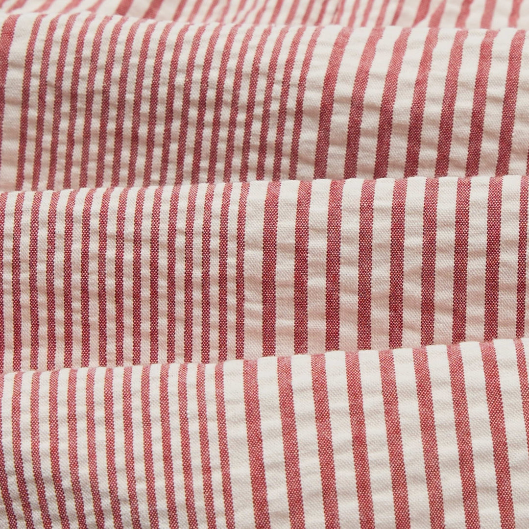 Red & White Seersucker Stripe Drawstring Short