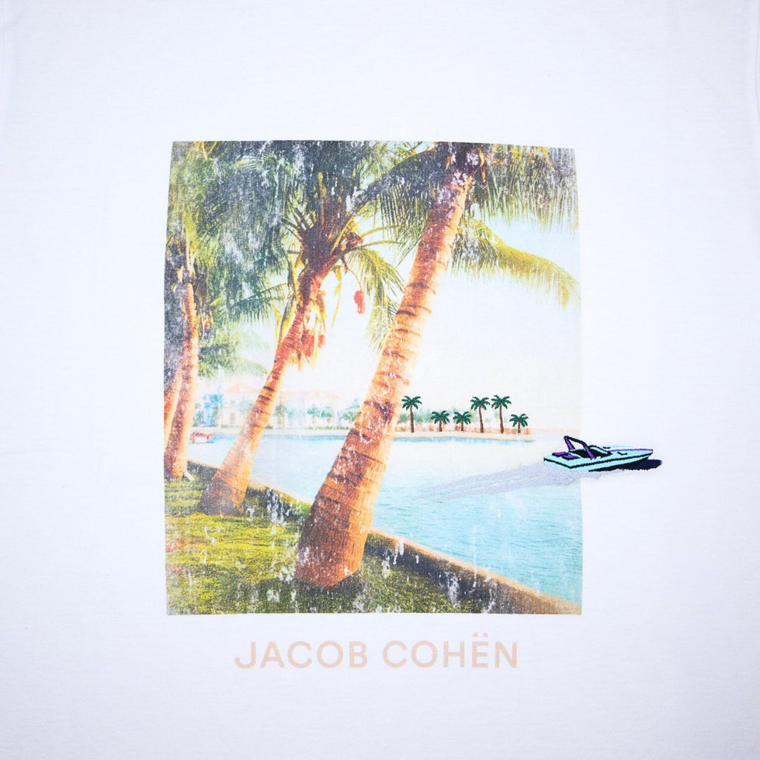 Palm Tree Printed White T-Shirt