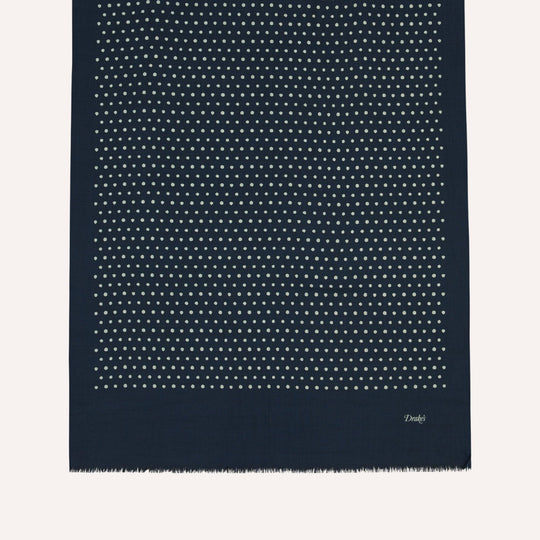Navy Polka Dot Wool Scarf