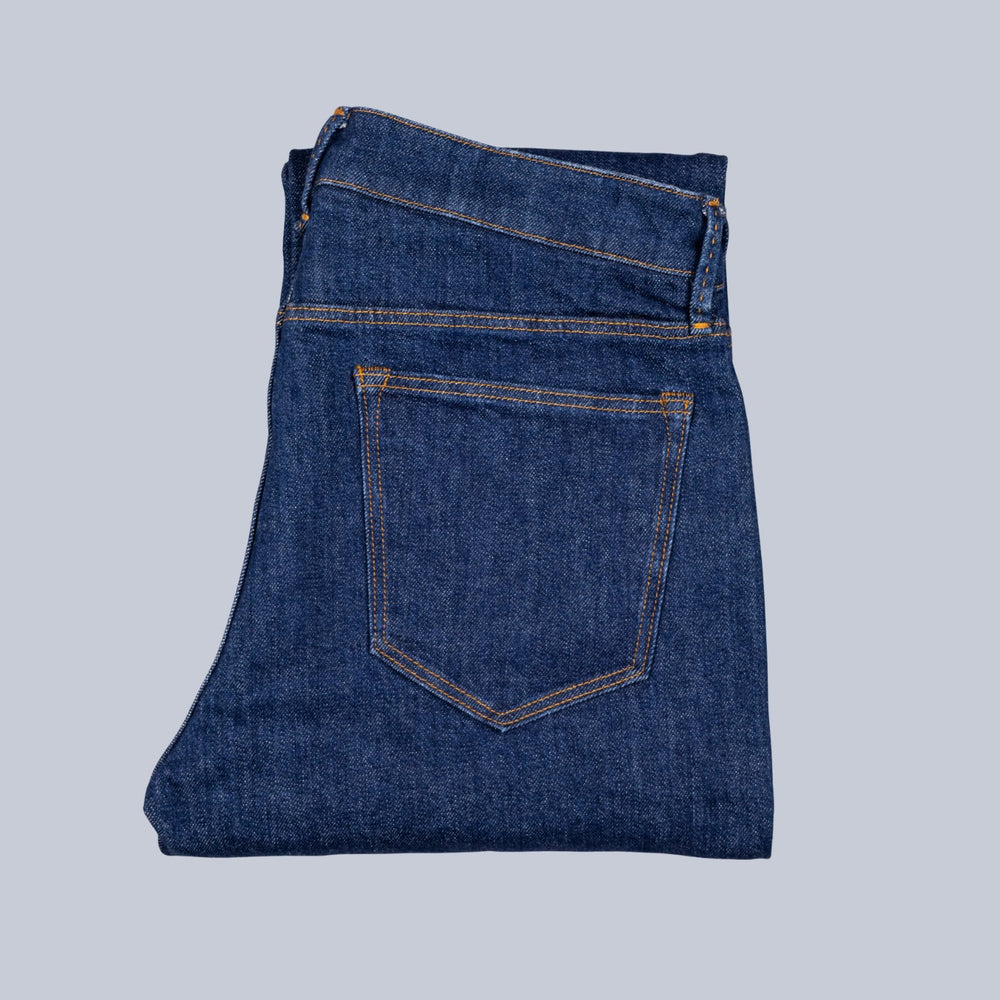 Dark Blue Denim Straight Fit Trousers