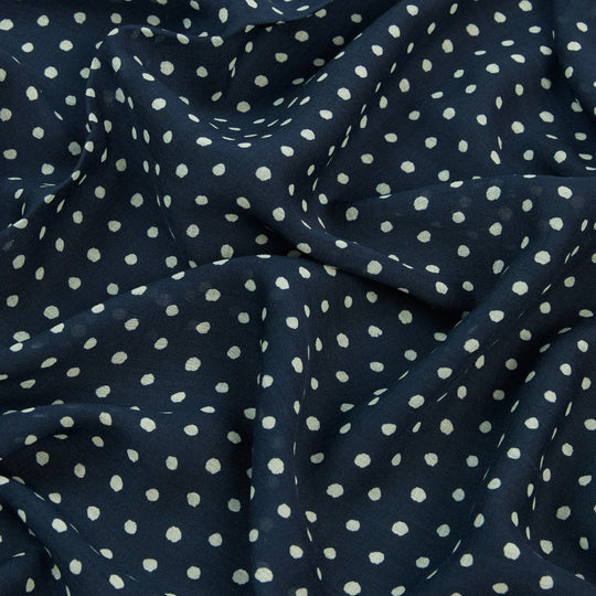 Navy Polka Dot Wool Scarf