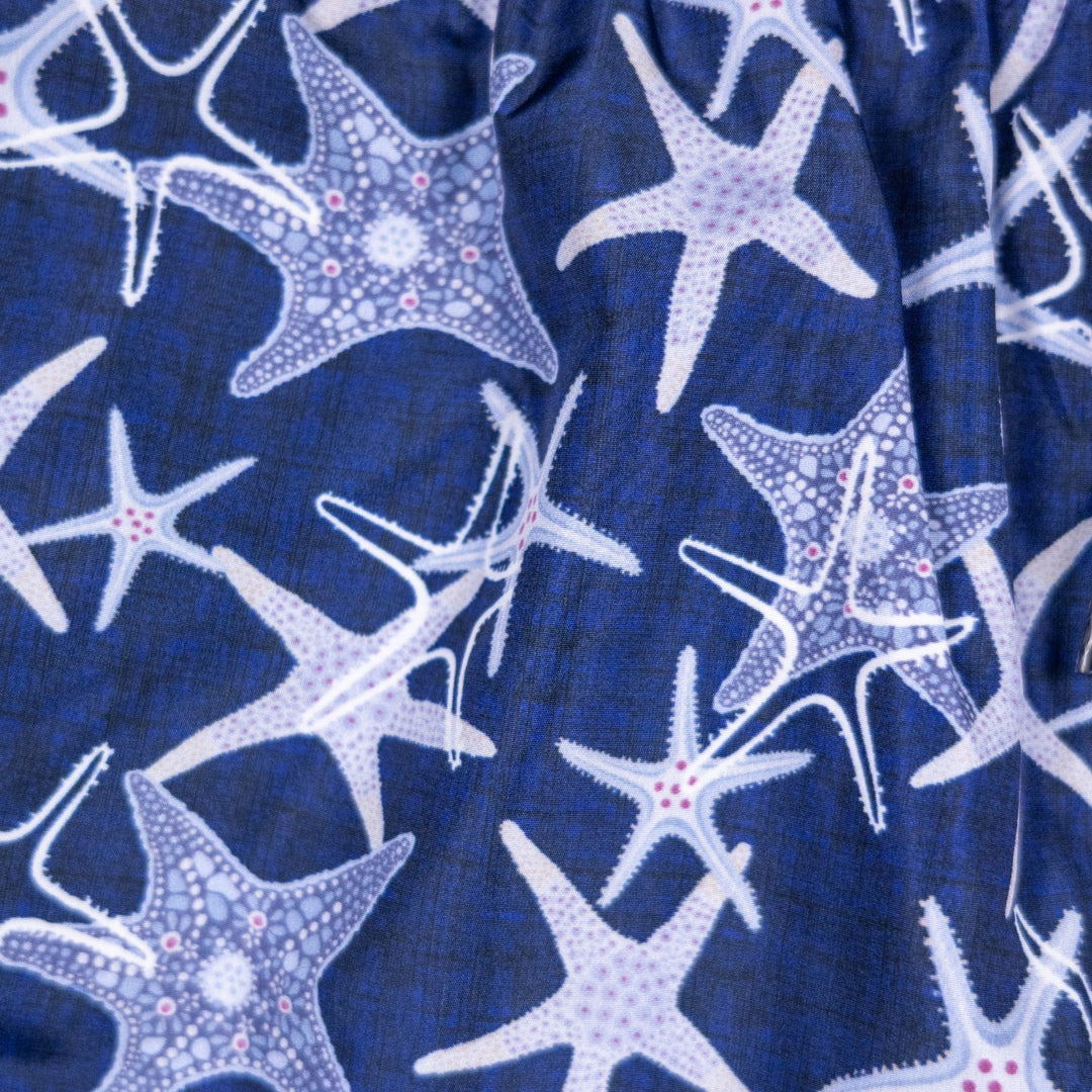 Navy Starfish Printed Swim Shorts