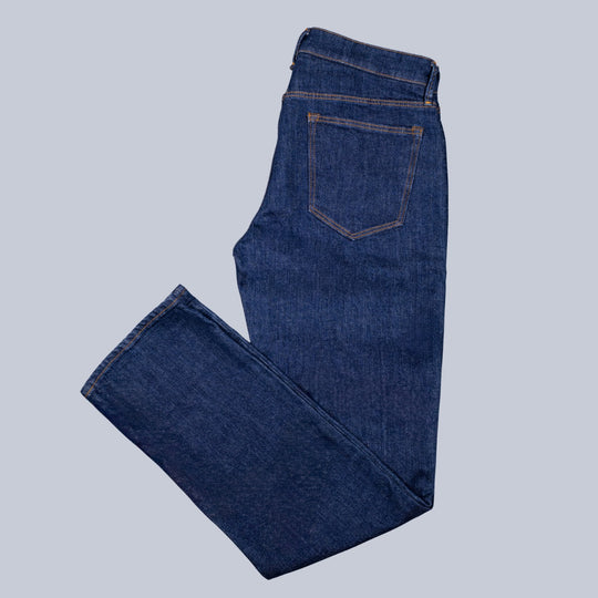 Dark Blue Denim Straight Fit Trousers