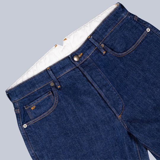 Dark Blue Denim Straight Fit Trousers