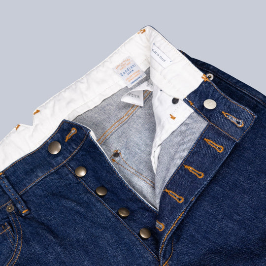 Dark Blue Denim Straight Fit Trousers