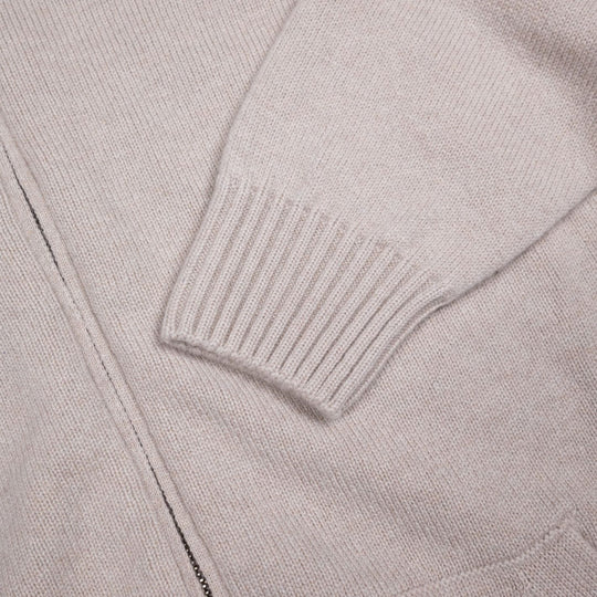Beige Cashmere Raglan Full Zip Hoodie