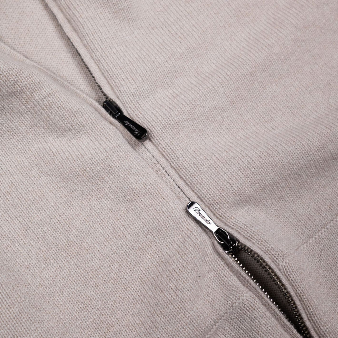 Beige Cashmere Raglan Full Zip Hoodie