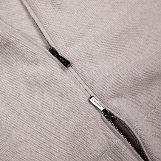 Beige Cashmere Raglan Full Zip Hoodie